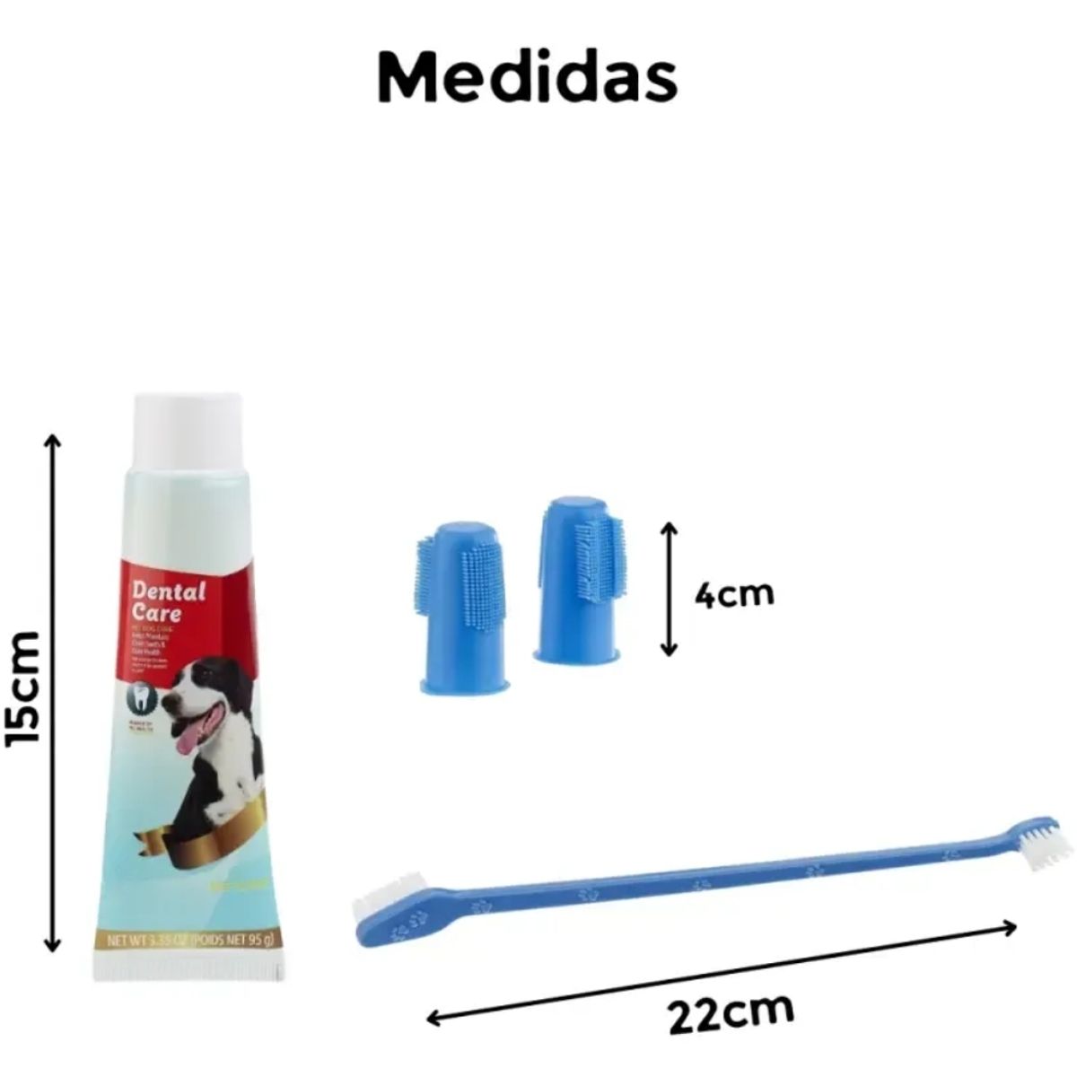 GENERICO - Pasta Dental Pet Show Perros Gatos Kit Cepillo Sabor Carne 95g