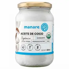 MANARE - Aceite De Coco Orgánico Prensado en frio 500 Ml - Manareeett