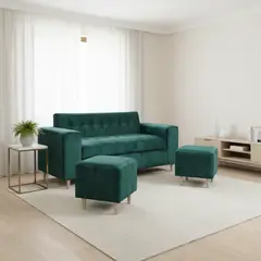 DISEÑOS VALESTRINI - SOFA DOS CUERPOS MAS POUF EN FELPA