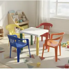 GENERICO - Mesa Plástica Infantil + 4 Sillas Multiuso Desmontable Niños