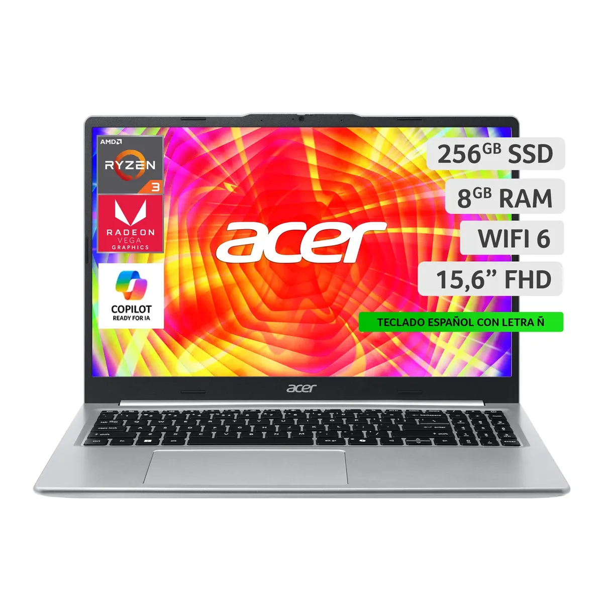 ACER - Notebook Acer Aspire Lite AL15-46P-R7M1-2 AMD Ryzen 3 8GB RAM 256GB SSD 15.6" FHD