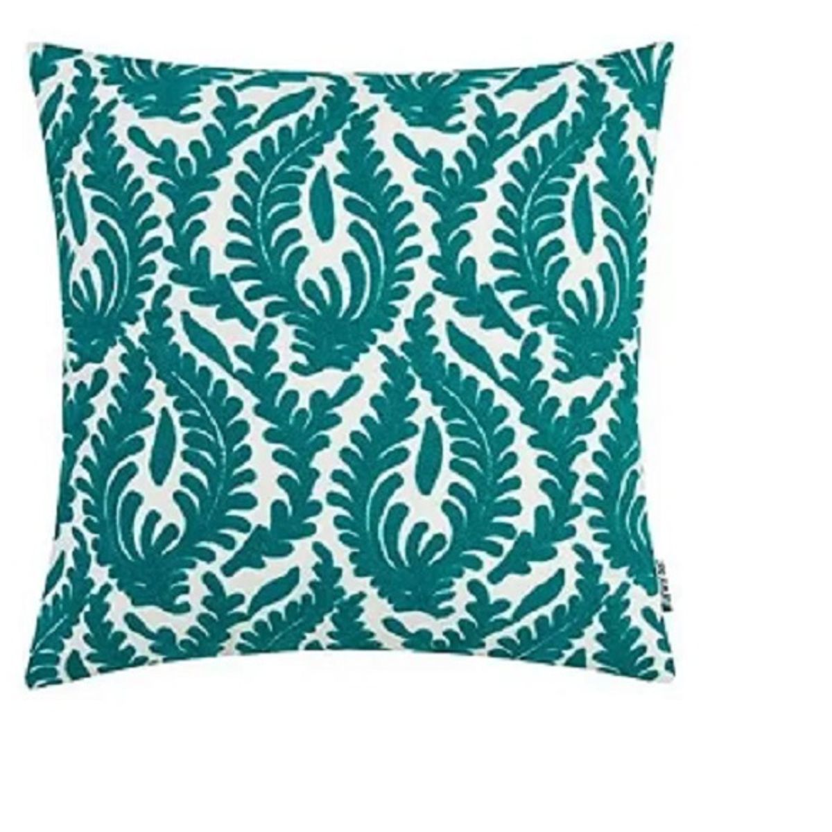 GENERICO - Cojín Bordado Diseño de Plantas y hojas en Lino 45×45 cm,Color Verde Turquesa