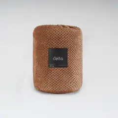 CELTA - Frazada Flannel Sherpa Caramel 1,5 plazas 170 x 220 cm