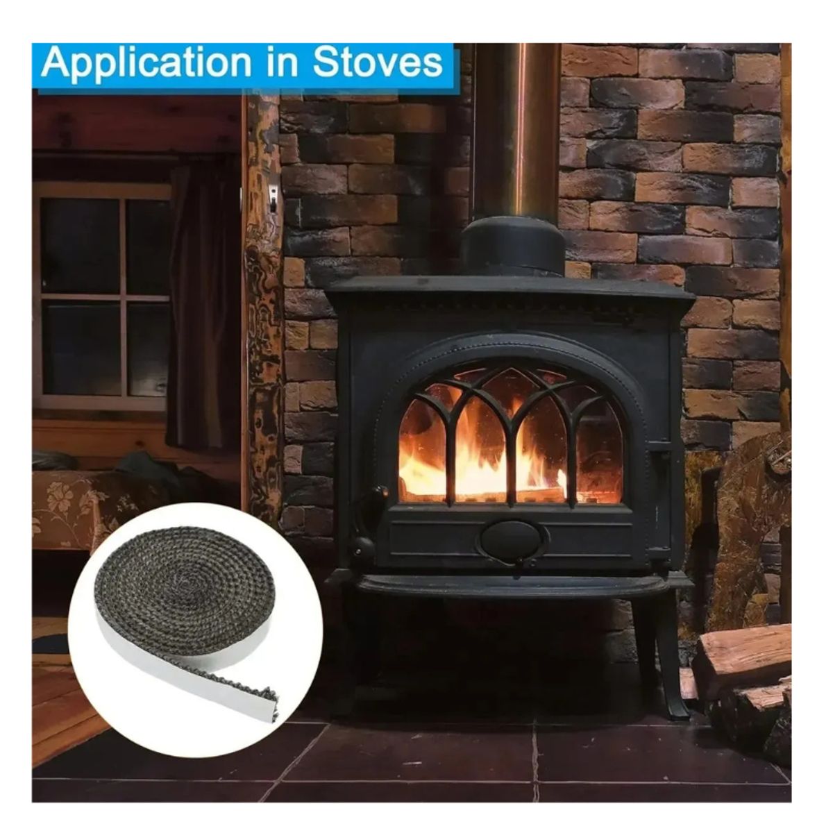 GENERICO - Junta Plana Autoadhesiva Para Estufa Y Chimenea 2m10mm Gris