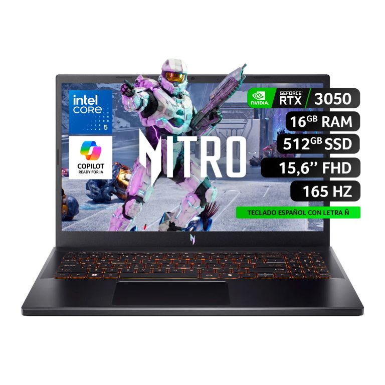 Notebook Gamer Nitro V15 ANV15-52-51Z7-1 Intel Core 5 RTX 3050 16GB RAM 512GB SSD 15.6" FHD 165Hz