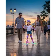 MYLHOGAR - Set Patines En Línea Para Niña Talla S Ruedas LED Multicolor + Casco, Protecciones Y Bolso De Regalo
