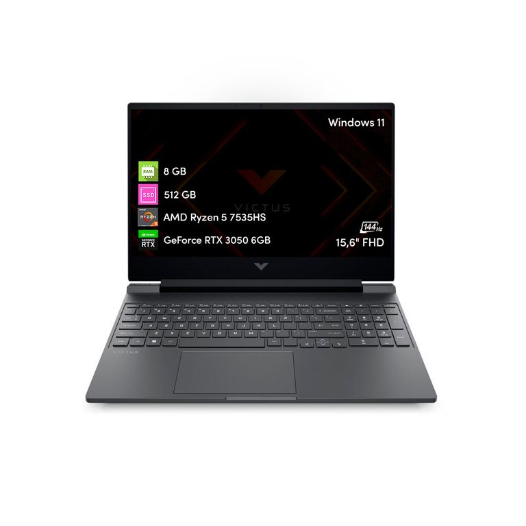 Notebook Gamer Victus Ryzen 5 8GB 512GB RTX3050 15.6 FHD W11