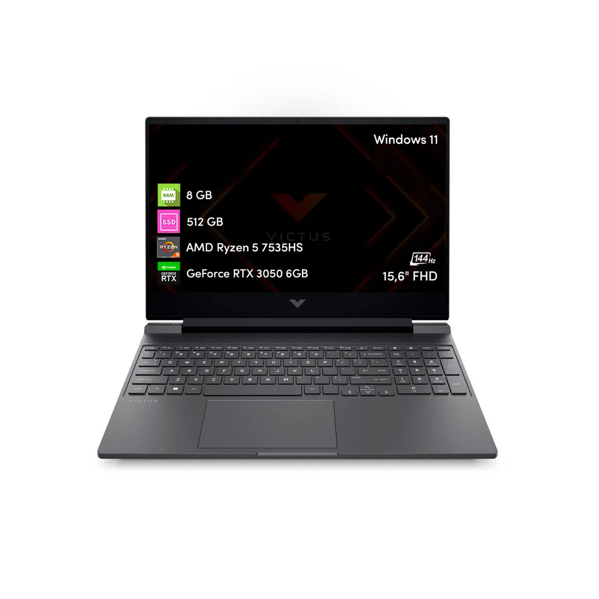 HP - Notebook Gamer HP Victus Ryzen 5 8GB 512GB RTX3050 15.6 FHD W11