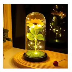 GENERICO - Flor Girasol Artificial En Cúpula De Vidrio Para Decorar Amarillo