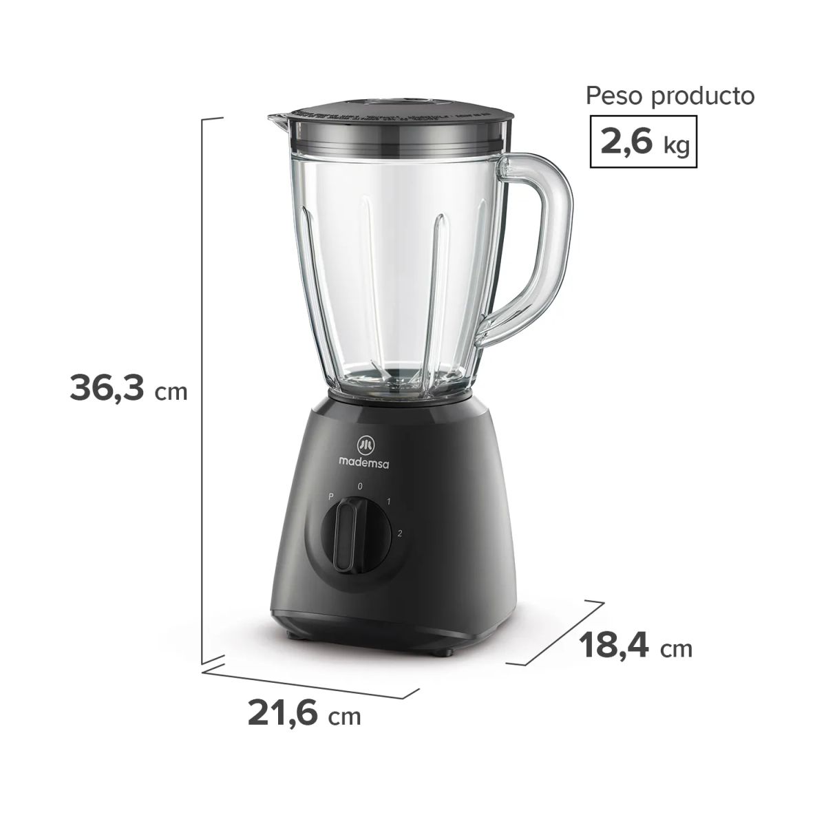 Licuadora Mademsa 1,5L con 2 velocidades 400W MBL20, marca MADEMSA - Foto 2