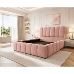 GENERICO - Cama Nube 2 Plazas Rosada, con Respaldo + Bases divididas y Piecero