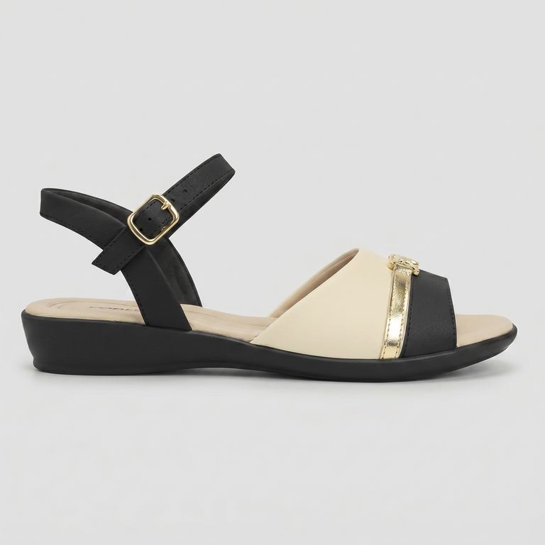 Sandalia Mujer Negro/Crema Camila 40