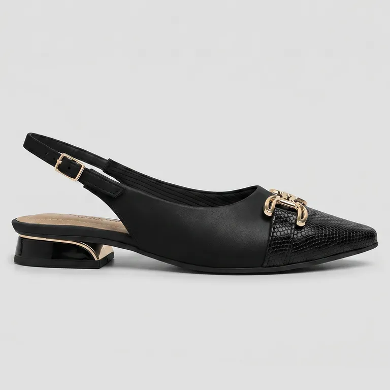 Zapato Mujer Negro/Dorado Silvia 04