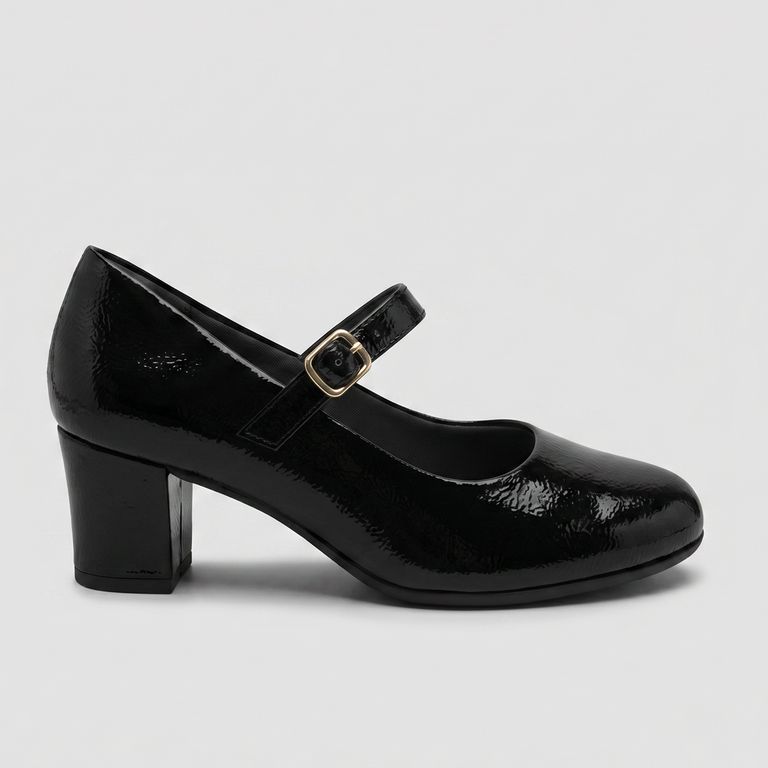 Zapato Mary Jane Mujer Negro/Charol Laura 04