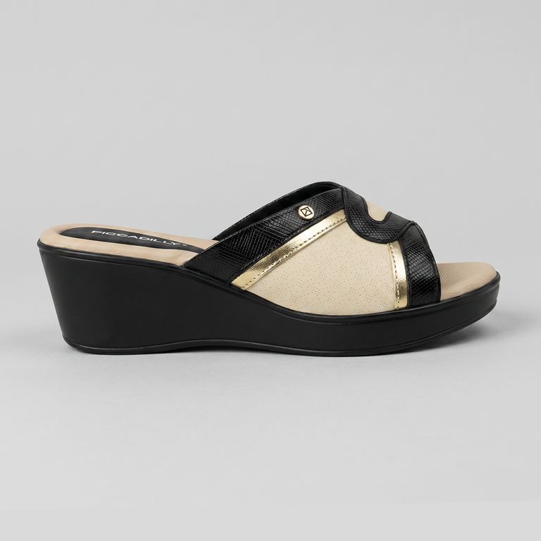 Sandalia Mujer Crema/Negro Cecilia 98