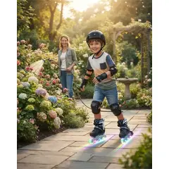 MYLHOGAR - Set Patines Rollers En Línea Edition Black Talla M Ruedas LED + Casco Y Protecciones Completa