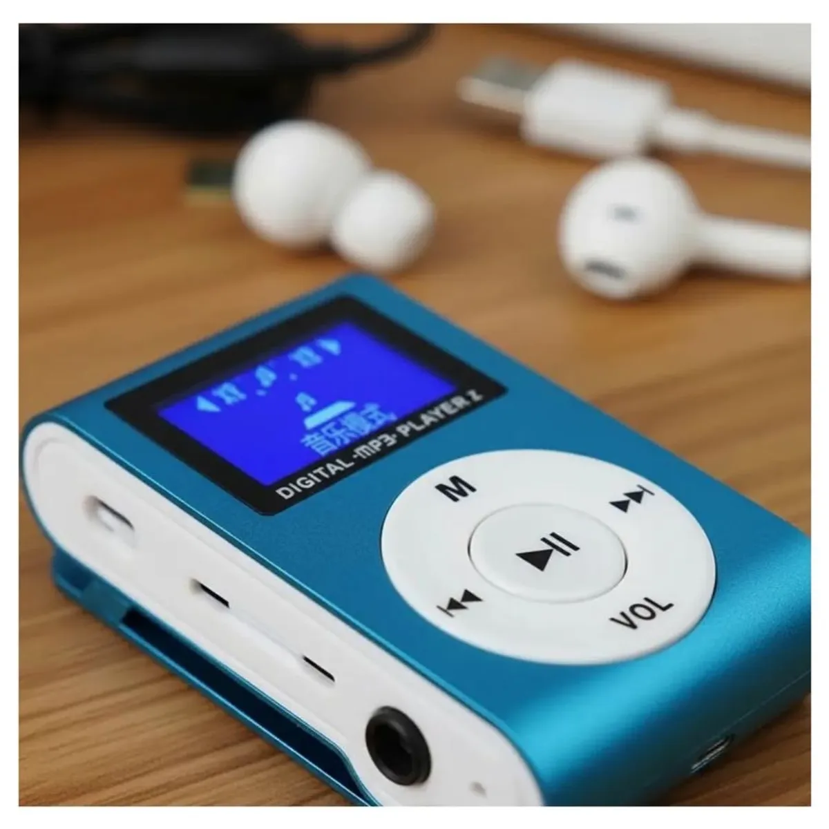 GENERICO - Reproductor MP3 Digital Clip Metálico Azul con Pantalla LCD