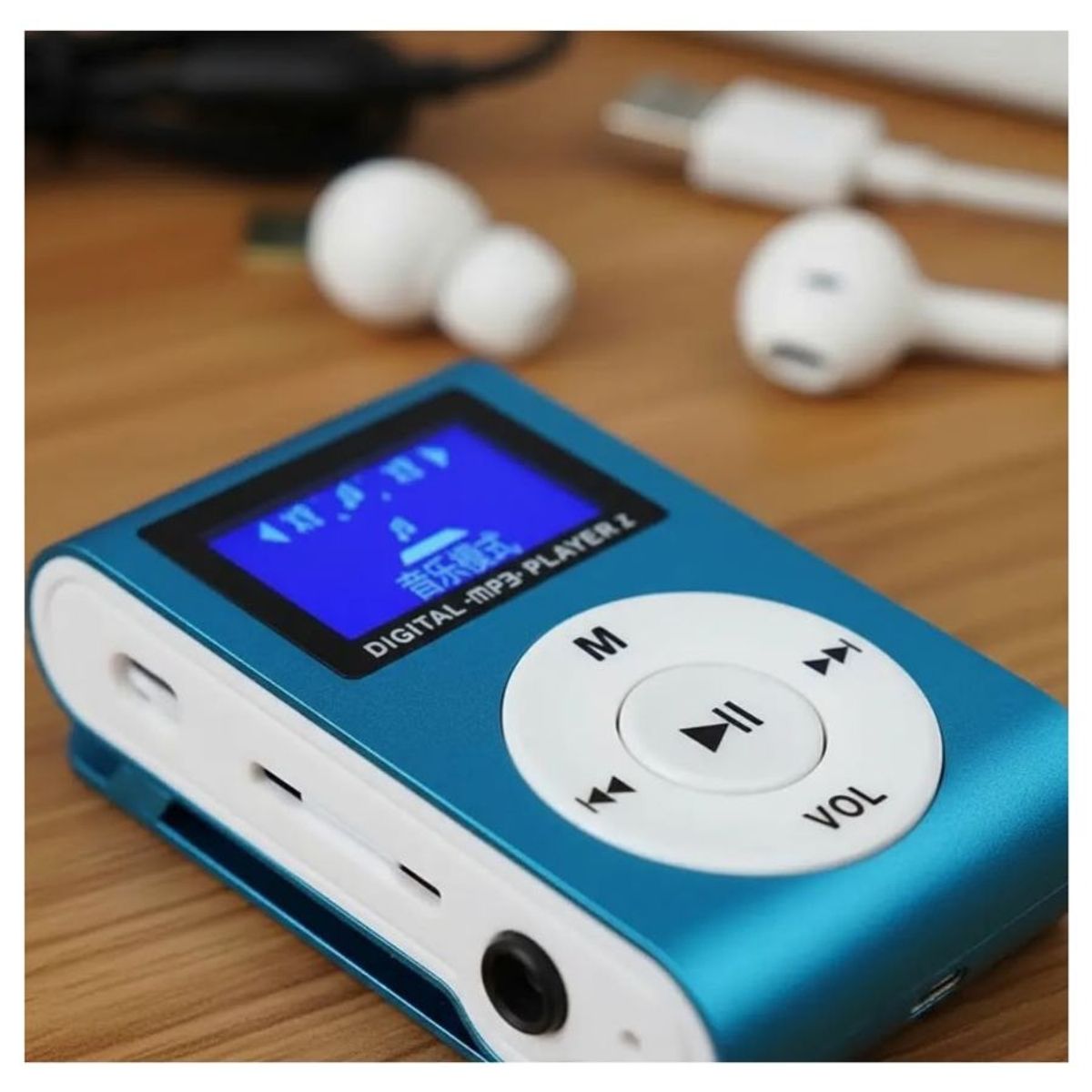 GENERICO - Reproductor MP3 Digital Clip Metálico Azul con Pantalla LCD
