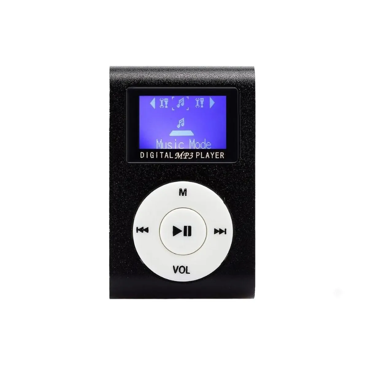 GENERICO - Reproductor MP3 Digital Clip Metálico Negro con Pantalla LCD