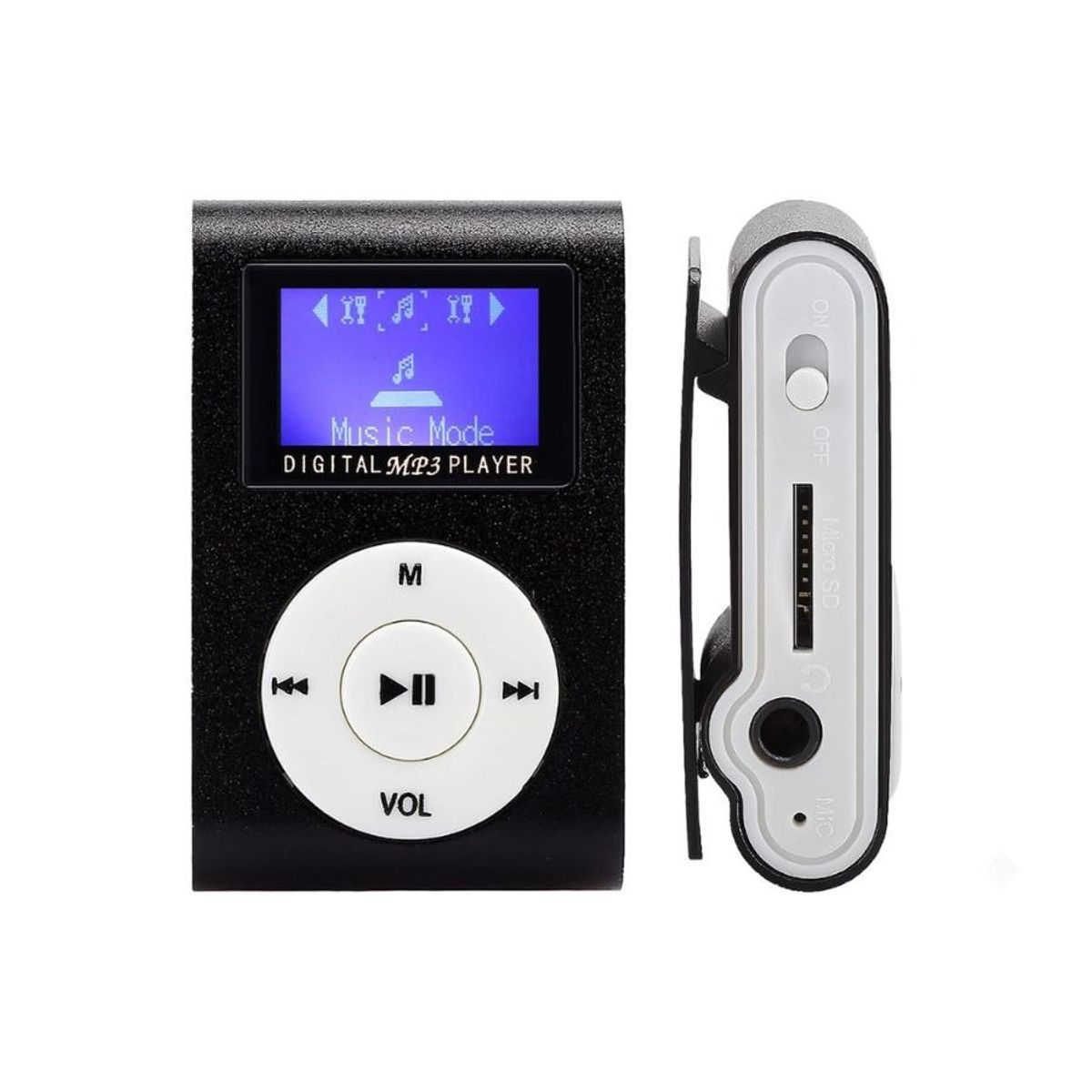 GENERICO - Reproductor MP3 Digital Clip Metálico Negro con Pantalla LCD