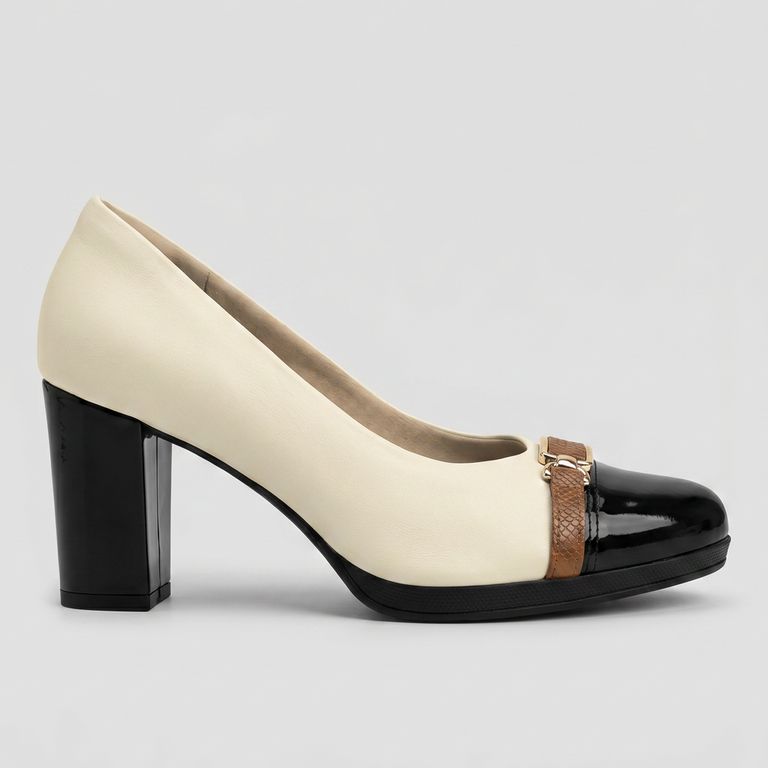 Zapato Mujer Crema/Negro Deise