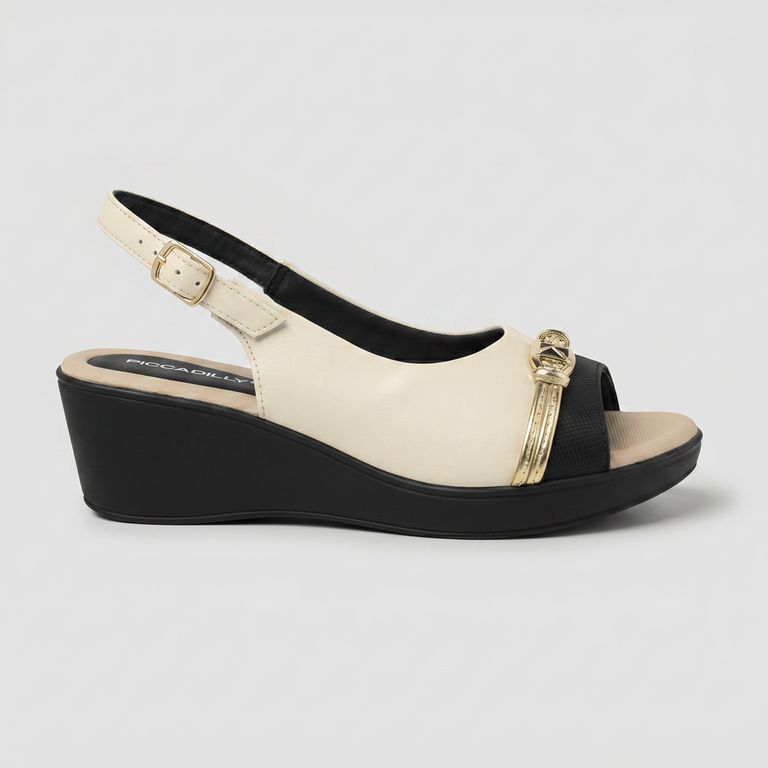 Sandalia Mujer Crema/Negro Cecilia 04
