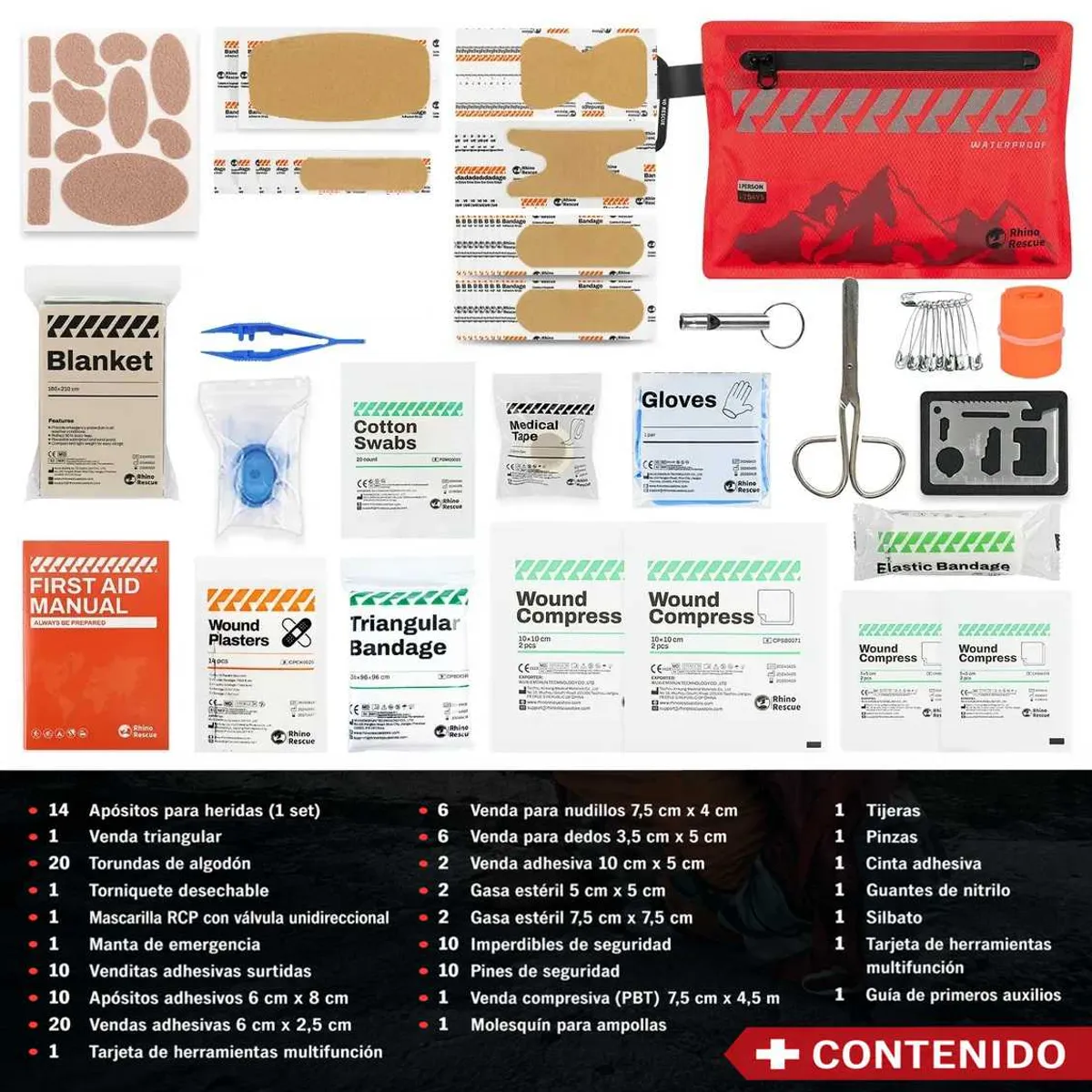 1800 - Kit Primeros Auxilios Botiquin Emergencias Rhinorescue