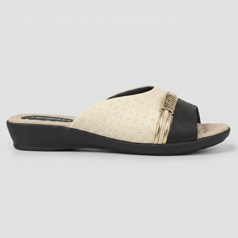Sandalia Mujer Crema/Negro Camila 04