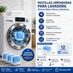 MOVI - Set 12 Pastillas Limpiadoras para Lavadora – Elimina Malos Olores y Residuos