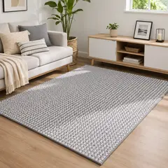 GENERICO - Alfombra Decorativa Tejida tipo Sisal 200 x 240 cm Gris Blanco MP03
