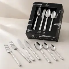 KRONS - Juego de Cubiertos Marble 24 Piezas con Estuche