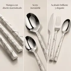 KRONS - Set 24 Cubiertos Marble Acero Inoxidable