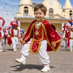 UTILISIMO - Traje Tirana Diablada Niño 5 Piezas Rojo Baile Típico Fiestas Patrias