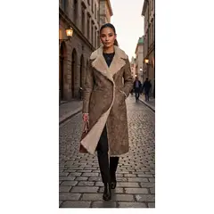 STRIKE - CHAQUETA DE GAMUZA LARGA MUJER MODELO 3226
