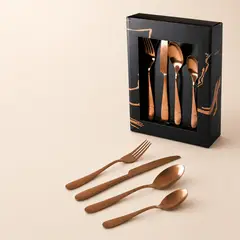 KRONS - Set 24 Cubiertos Copper Acero Inoxidable