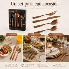 KRONS - Cuchillería Bronce para 6 Personas con Estuche