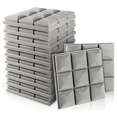 AMBM SHOP - 12 Pcs Espuma de 30x30x5 cm Panel Acústico Forma Rombo densidad alta Auto-adhesivo Gris