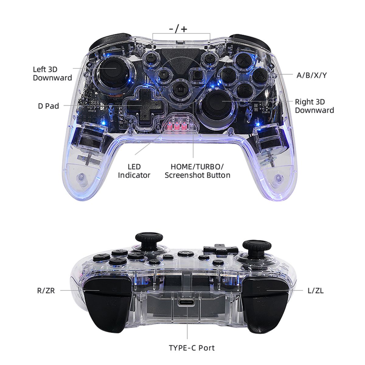 GENERICO - Mando Inalámbrico Bluetooth Multifuncional para SwitchPS3PS4IOSAndroid