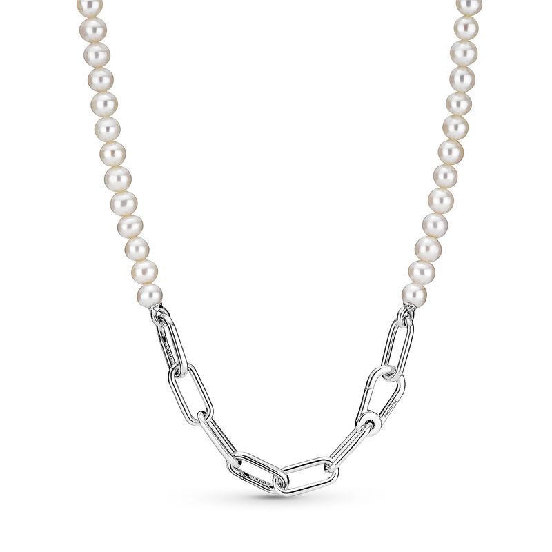 PANDORA - Collar De Eslabones Link Y Perlas Cultivadas De Agua Dulce Pandora Me Mujer Pandora