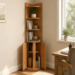 GENERICO - Estante Librero Esquinero de 5 Niveles Organizador 4+2 30x30x180cm Mdp Madera De Cedro