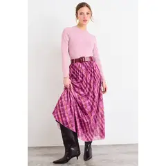 IO - Falda Fantasia Larga Mujer Fucsia
