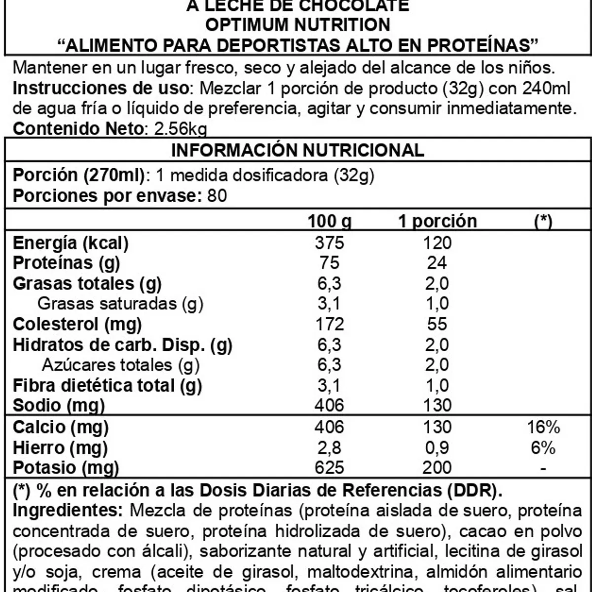 OPTIMUM - Gold standard 100% whey 5,64lb Milk choc - Optimum nutrition