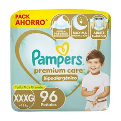 PAMPERS - Pañal Premium Care Tamaño XXXG +19 kg 96 Un