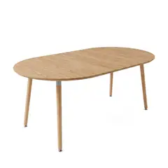 VENHOOUSE - Mesa Comedor Cocina Living Extensible Madera Natural 100 a 180 cm Ronda