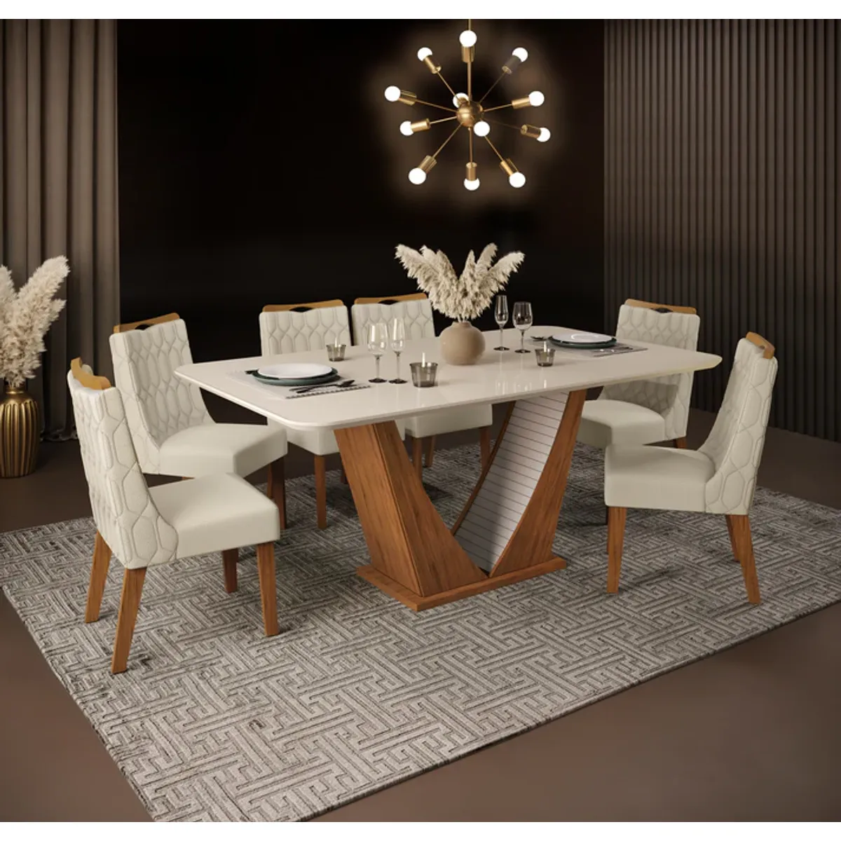 ALTAVISION - COMEDOR DALILA FO 6S BIA FREIJO OFF OFF  WHITE NEVE