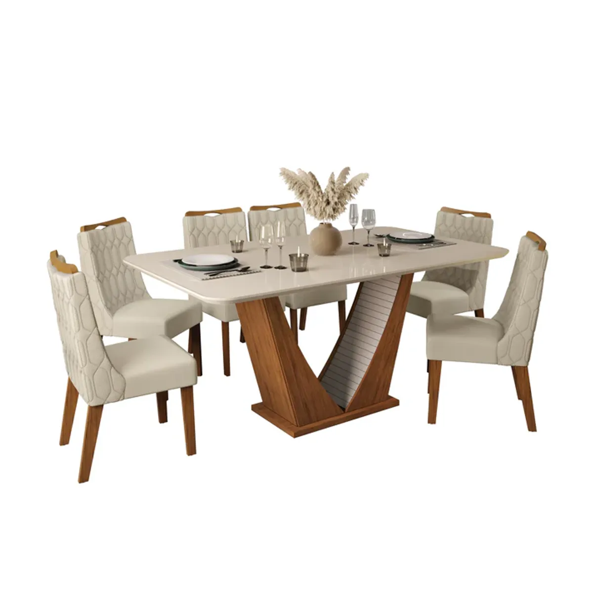 ALTAVISION - COMEDOR DALILA FO 6S BIA FREIJO OFF OFF  WHITE NEVE
