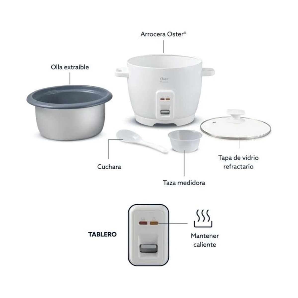 OSTER - Olla Electrica Para Arroz Oster 7 Tazas 500w