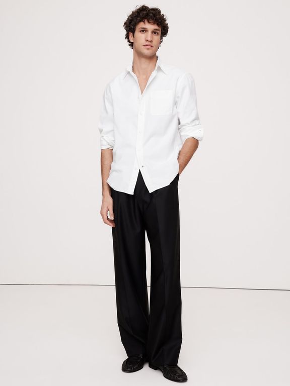 BANANA REPUBLIC Camisa Hombre Untucked Oxford Blanco