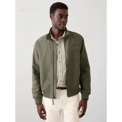 BANANA REPUBLIC - Chaqueta Hombre Lino Bomber Verde