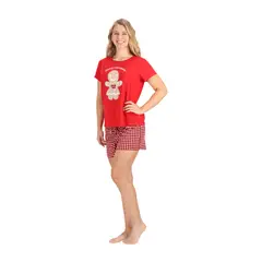 CAFFARENA - Pijama Mujer Algodón Rojo
